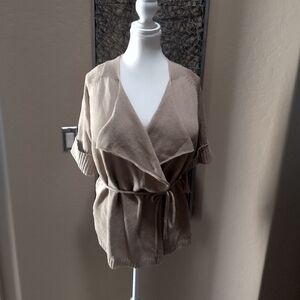 Kenneth Cole New York Sand Short Sleeve Cardigan with Belt